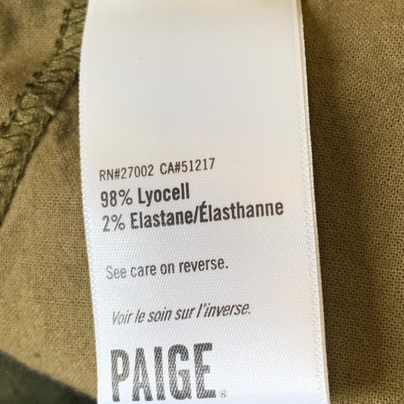 PAIGE pants trouser casual sz 31 “Fraser” green M953J47-5829 - Picture 8 of 10